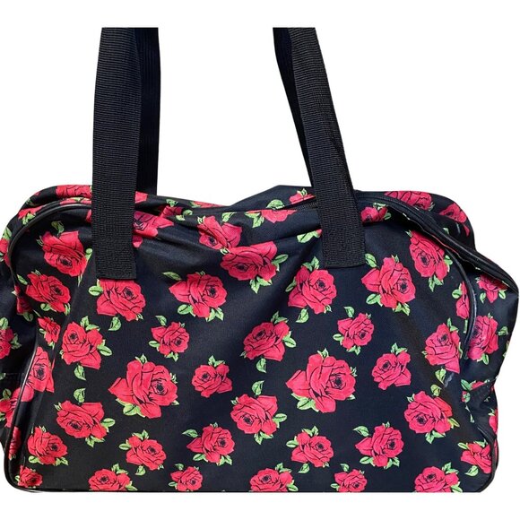 Betsey Johnson Covered Rose Rolling Duffel Luggage Bag Weekender Travel 22" - Picture 3 of 5